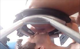 Licking a shaved asshole while masturbating