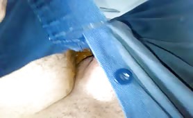 Shitting in his blue jeans