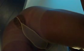 Girl shitting in thong, smears it on her ass