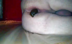Man shitting big brown turd on floor