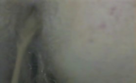Hairy woman shitting
