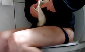 Chubby guy pooping
