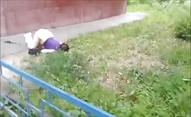 Drunk girl outdoor