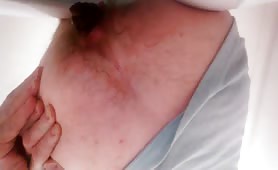 Hairy guy pooping