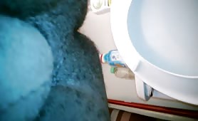 Hairy guy pooping