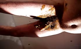 Fresh poop on his cock
