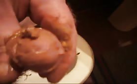 Hard masturbation with scat