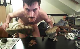 Licking fresh shit