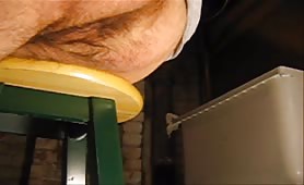 Heavy turd from hairy ass