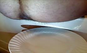 Shit and cum on a plate