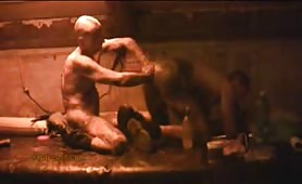 Two men, one shits in the other's mouth, messy scat