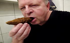 Sucking a long turd