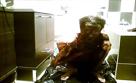 Old man smearing shit