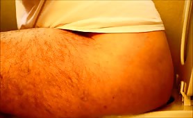 Hairy guy pooping