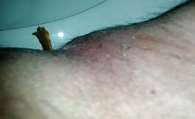 Creamy shit from hairy ass