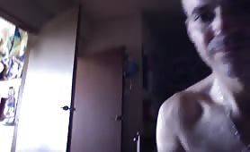Bald guy eating his shit
