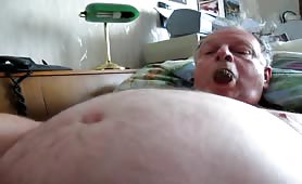Wank and cum with shit in his mouth