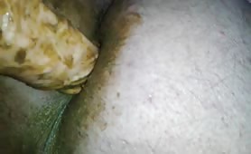 Big dildo in the shitty asshole