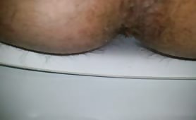 Huge turd from hairy asshole