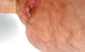 Hairy asshole pooping