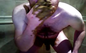 Dirty anal beads in his mouth