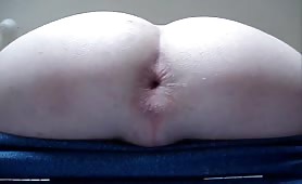 Mature man shitting on camera, close up of his asshole