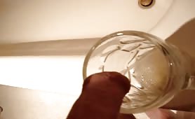 Fill a glass with piss
