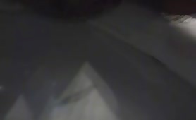 Mature man shitting hard on toilet, hands wipe ass after