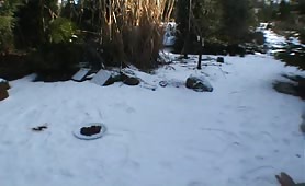 Man smears fresh shit on his body in snow