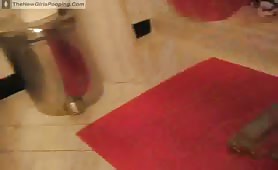 Cute college girl poops in the plastic