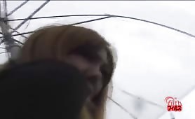 Cute Asian shitting on the roof