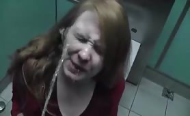 Amateur taking a pee in the shower