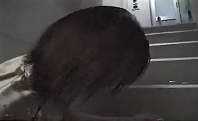 hot asian panty pooping on the stairs