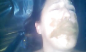 Chewing on shit and nearly puking amateur scat tube