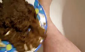 Hungry as shit eating his own turd scat
