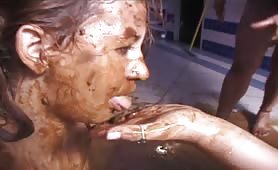 Eating shit and piss from the floor