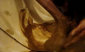 Washing my feet in poop