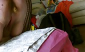 Busty woman smearing saved poop on her big tits