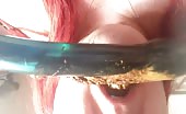 Dirty redhead sucking long cucumber 