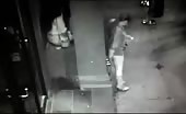Sexy teen pooping on her hand outside midnight club
