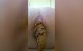 Chubby housewife shitting in close up