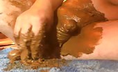 Rubbing shit while masturbating hard