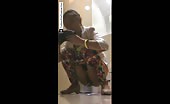 Hairy Chinese girl pooping in public bathroom