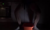 Peeing in panties and plastic bowl