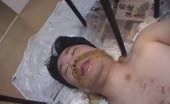 Woman eating shit from her ass while squatting