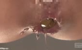 Shaved babe shitting in close up