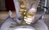 Masked MILF shitting on dick and sucking it