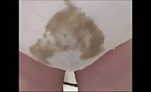Chubby babe can't stop shitting in white panties