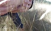 Blonde babe shits outdoor
