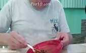 Brown poop on red plate